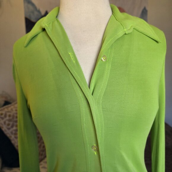 Dolce & Gabbana Jeans Women’s XS Sheer Lime Green Button Up Blouse Top Italy - Picture 14 of 16